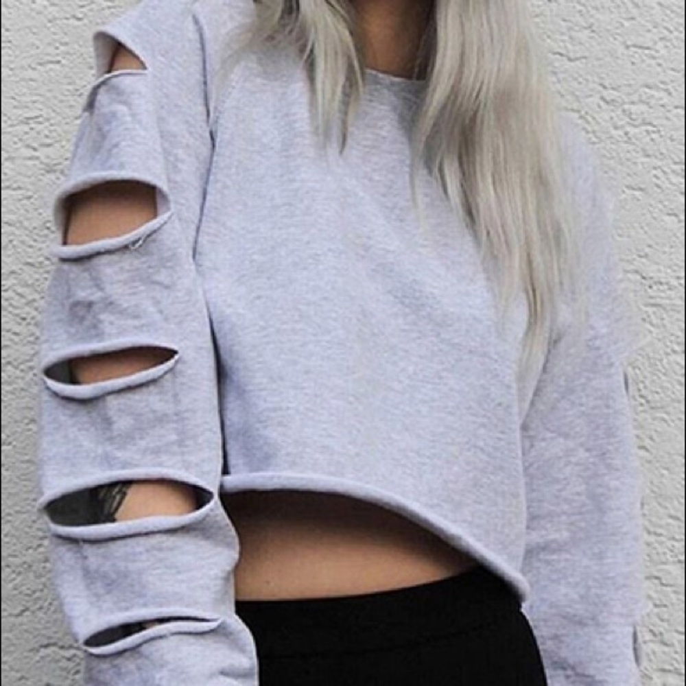 NEW Grunge Girl Distressed Croptop S M L XL 2X 3X - Picture 1 of 7